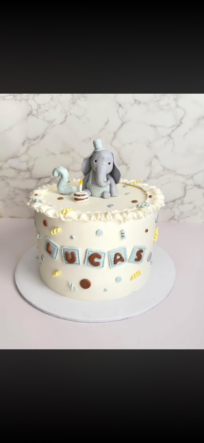 Pastel elephant birthday cake