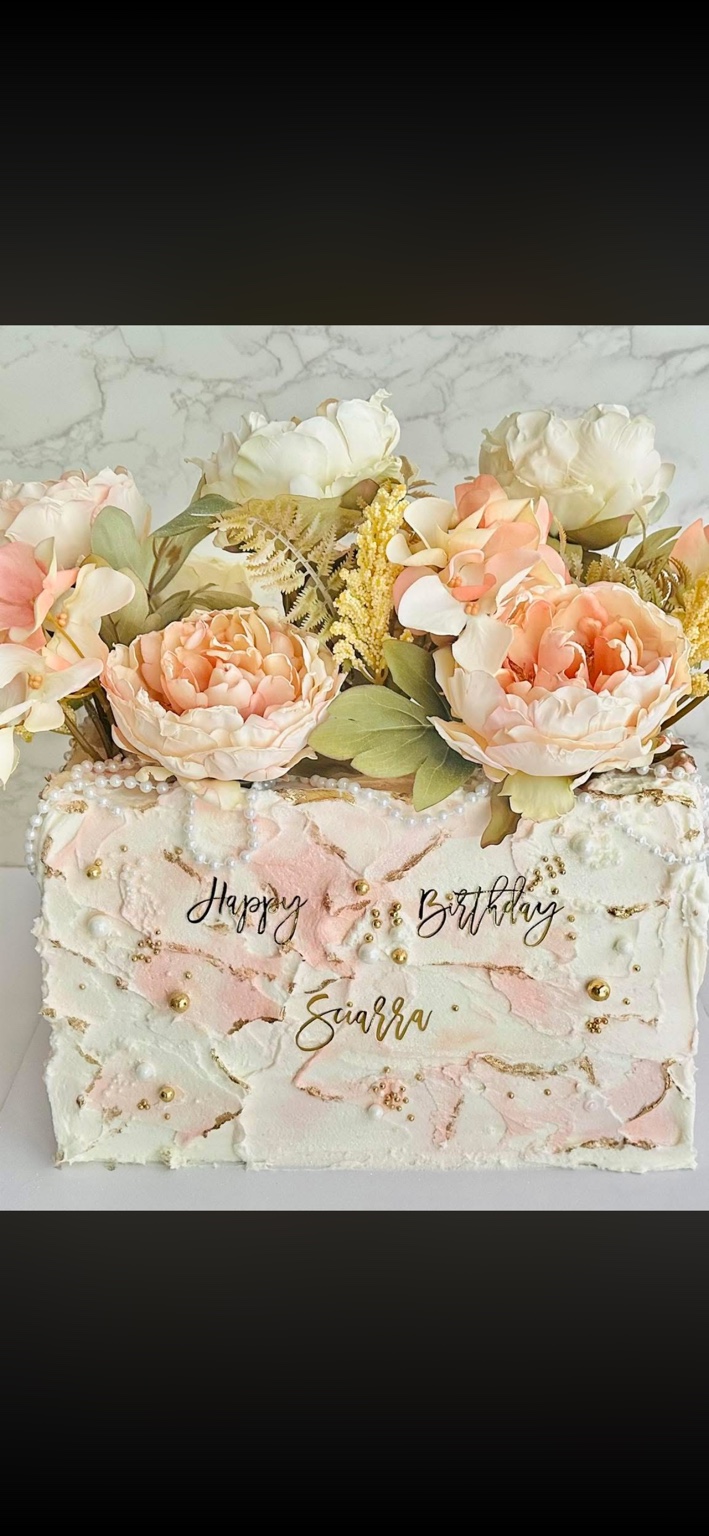 Elegant floral birthday cake