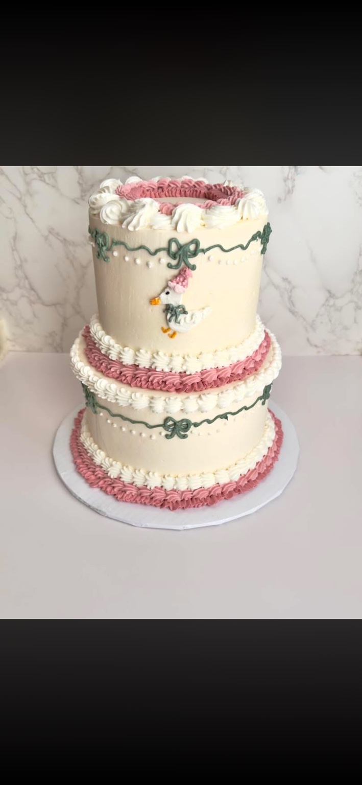 Two tier vintage goose themed cake