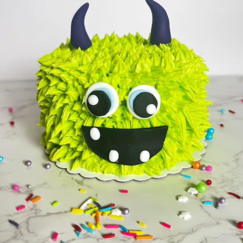 Green monster birthday cake