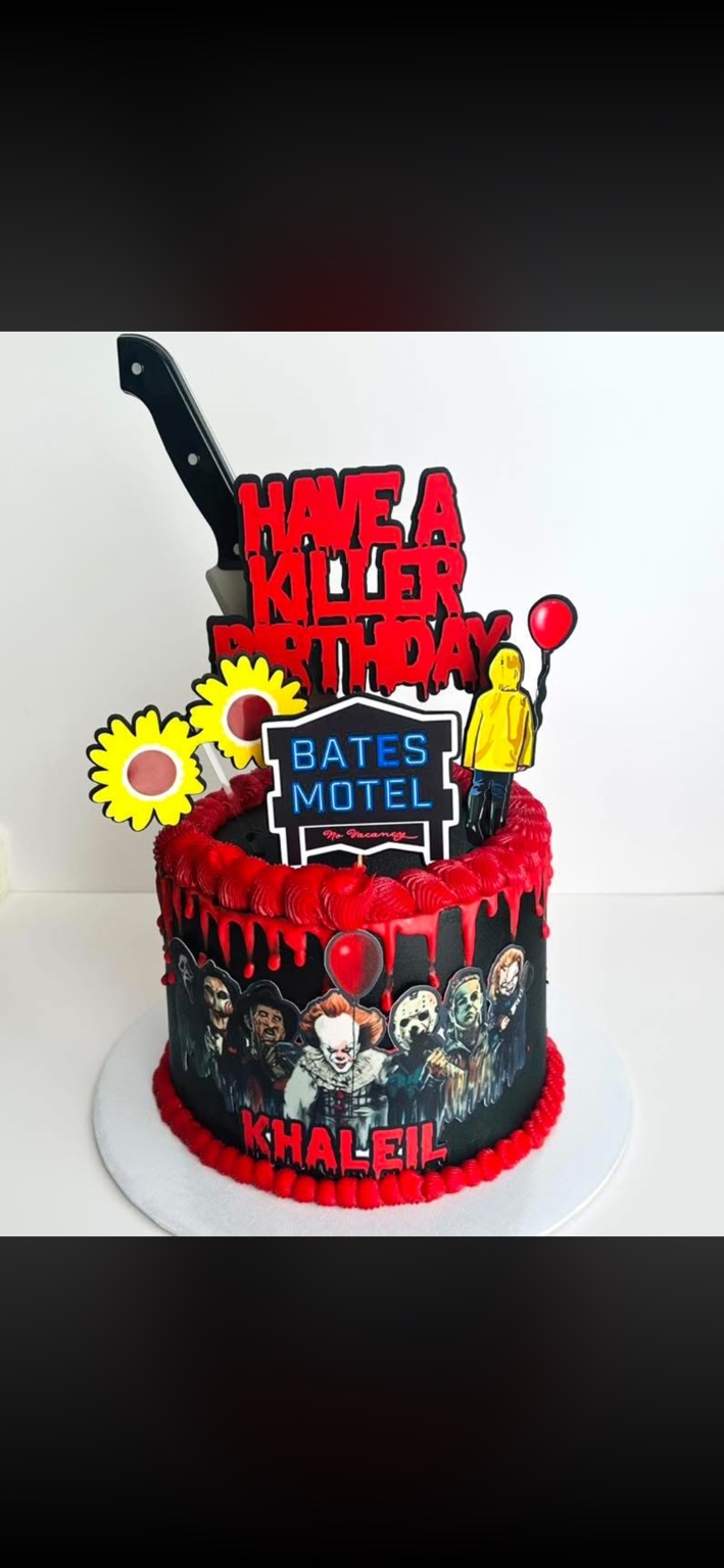 Horror themed custom birthday cake