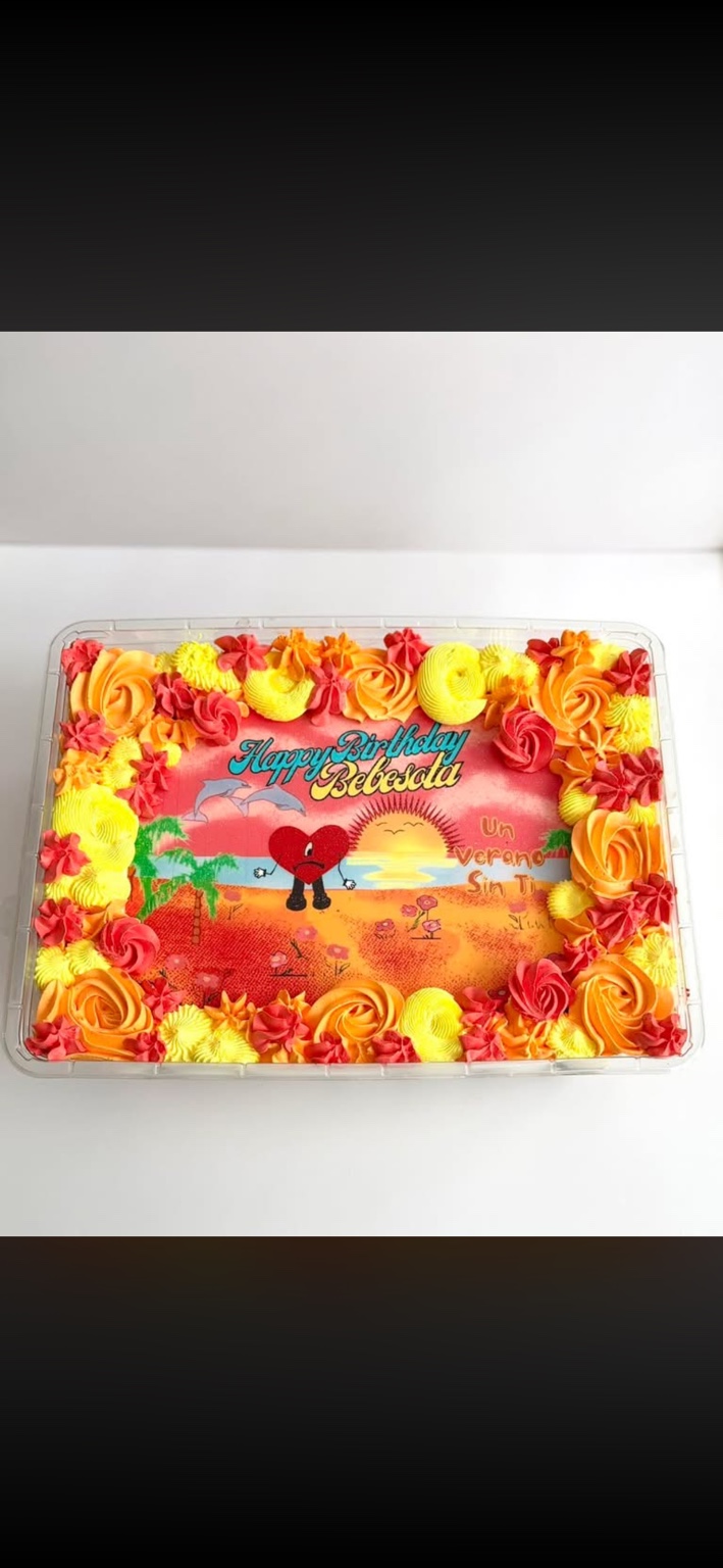 Colorful summer themed sheet cake