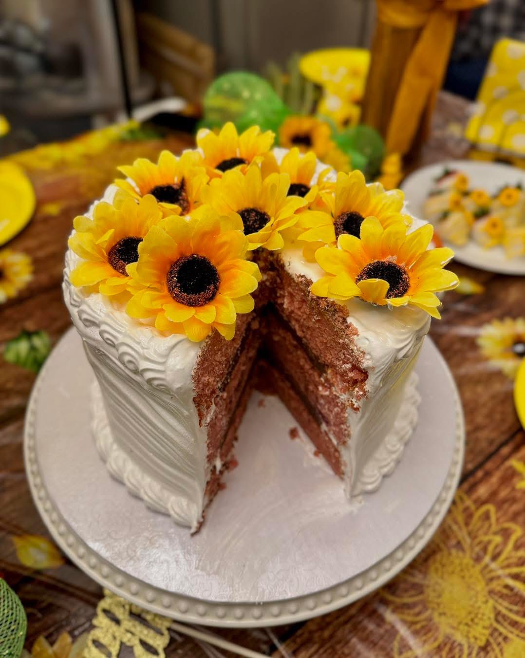 Sunflower decorated cake
